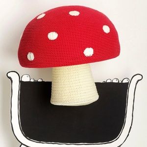 Anthropologie Anne-Claire Petit Crochet Mushroom Pouf Stool Holiday Prop RARE